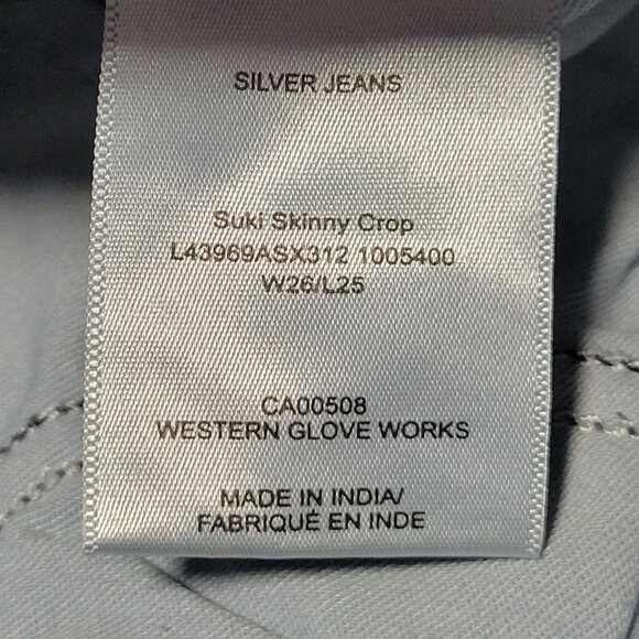 Silver Suki Skinny Crop Mid Rise Curvy Jeans Womens Size 26 Dark Wash Denim Pant - Picture 7 of 9